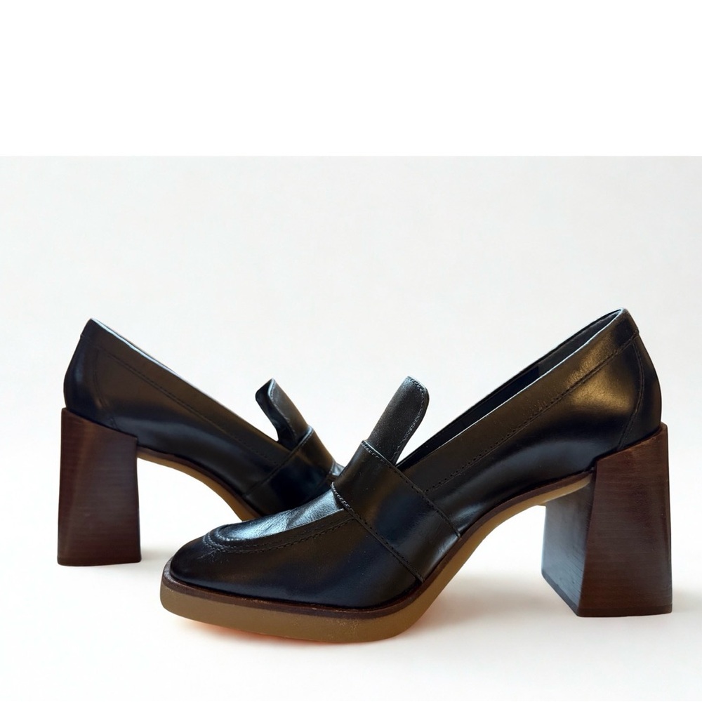 Vince Camuto Women’s Ezerna Black Stacked Heel Loafer Pumps 8.5 Worn Twice